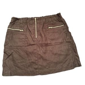 Lou & Grey Black Linen‎ Mini Skirt With Zipper Pockets Womens Size Small